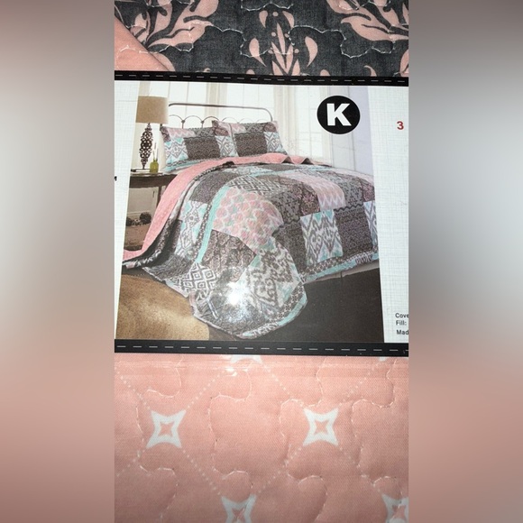 NWT Bed Bath& Beyond Sylvia Printed Reversible 3piece King Size Cotton Quilt Set - Picture 10 of 16